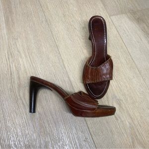 Frye Brown Leather Studded Heels